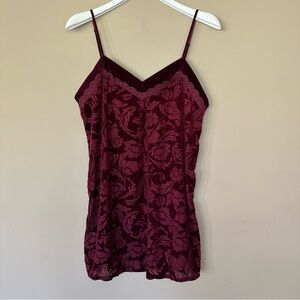Velvet Burnout Sleep Dress Women M Burgundy Semi Sheer Fairy Grunge Sexy Comfort